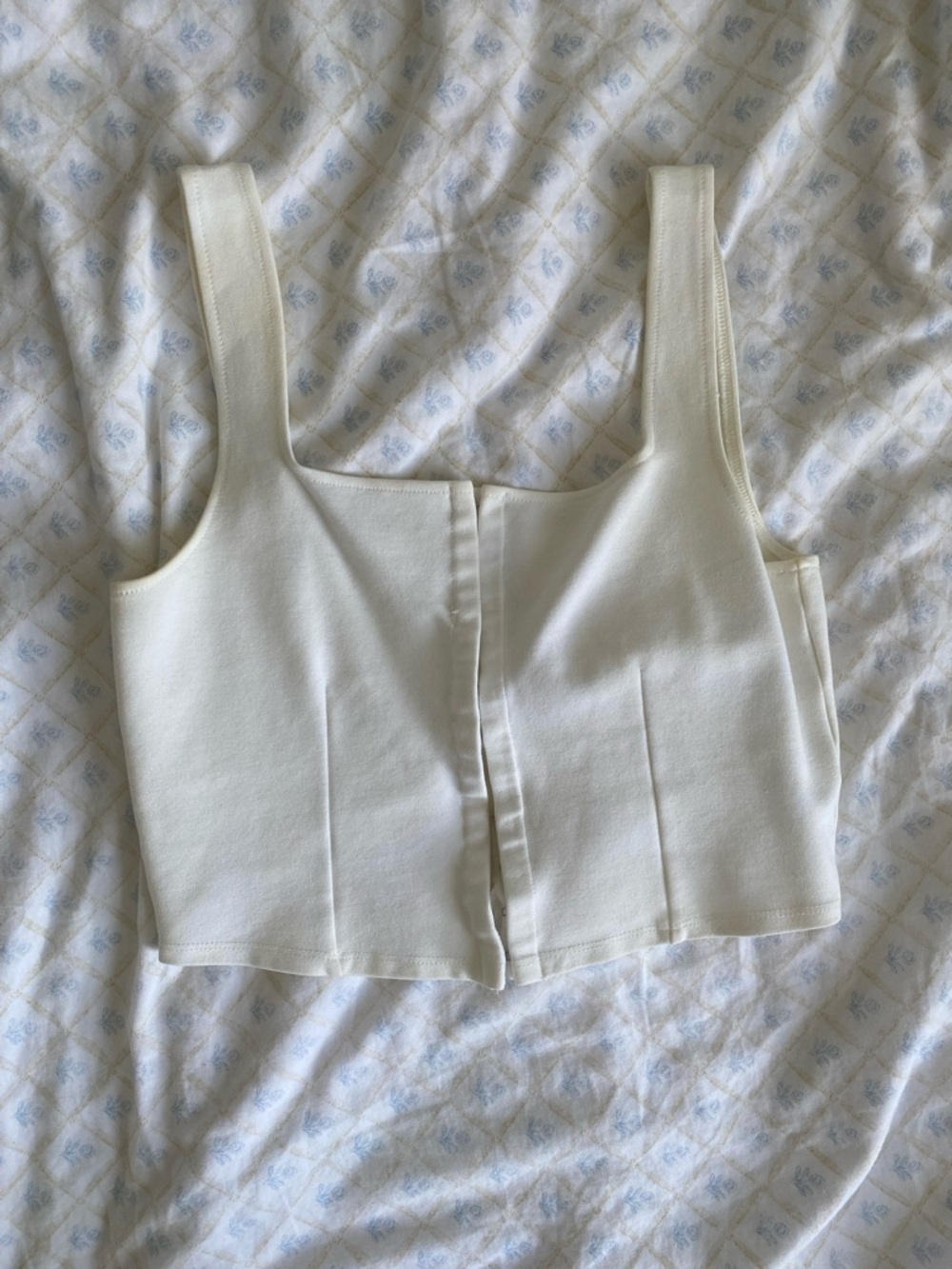H&M Cropped Corset Cream Square Neck